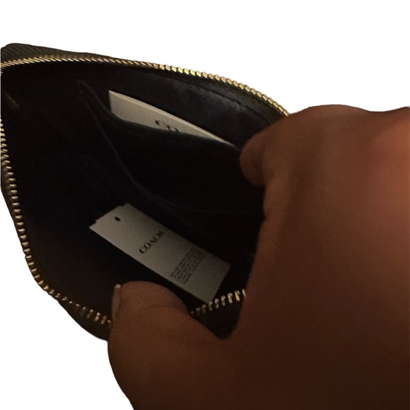 Coach-Corner Zip Wristlet Pouch-Green with Coach Monogram Print - Picture 4 of 4